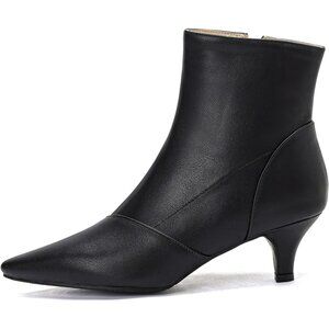 Fashion Womens Kitten Heels Ankle Boots Sexy Pointy Toe Booties Mid Heels Zipper
